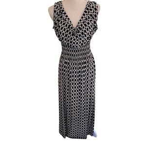 VLD Black/Cream Geometric Print Cowl Neck Sleeveless Maxi Dress M